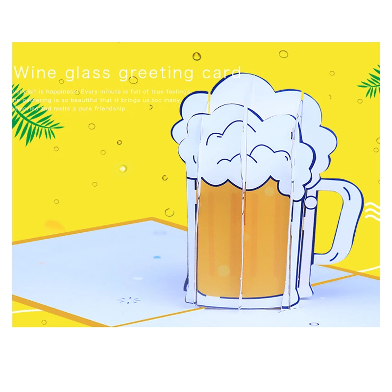 Cheers 3D Beer-Glass Pop Up Greeting Card, Customized Gifts, Birthday Colleague Party, Oktoberfest Invitation, Festival, Toast