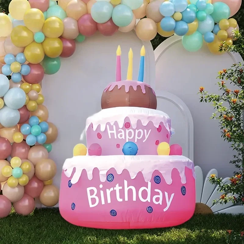 Cross-border inflatable birthday cake air mold children's party decoration outdoor venue arrangement props holiday luminous