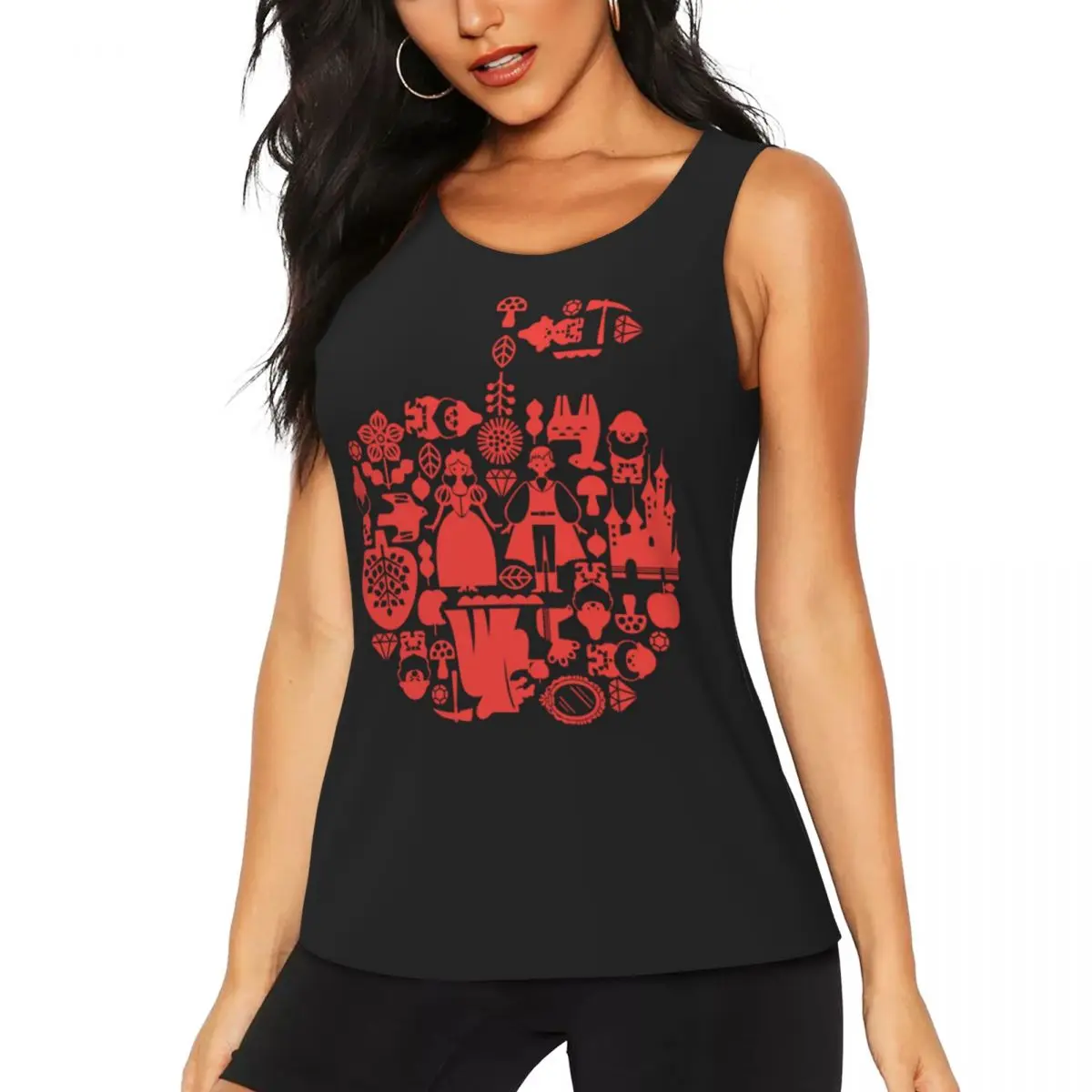 Custom Snow White & Friends Apple Yoga Shirts for Women Athletic Gym Tank Tops