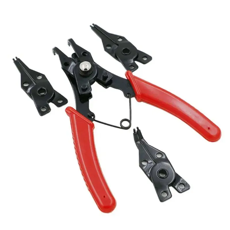 4-In-1 Circlip Pliers Set Snap Ring Pliers Multi Crimp Removable Plier Head Retaining Circlip Pliers Hand Tools Multifunctional