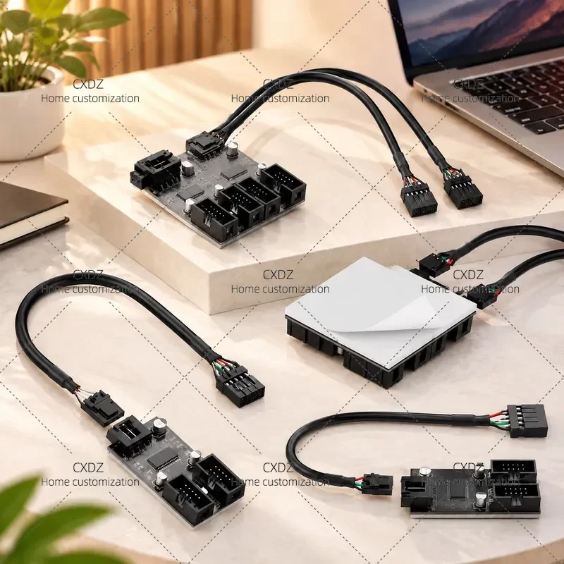USB 2.0 9 Pin to Dual 9 Pin Header Adapter Cable One to Two Expansion Hub for PC Motherboard Internal Connection