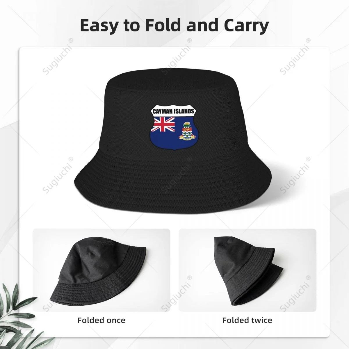 Cayman Islands Flag Shield Bucket Hats Print Cool Fans Sun Shade Simple Classic Outdoor Summer Fisherman Caps Fishing Cap