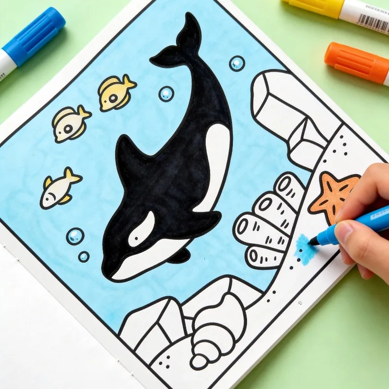 A Super Healing Blank Coloring Book 24 Vivid Marine Animal Patterns Coloring Book Suitable for Teenagers Adults and Artists