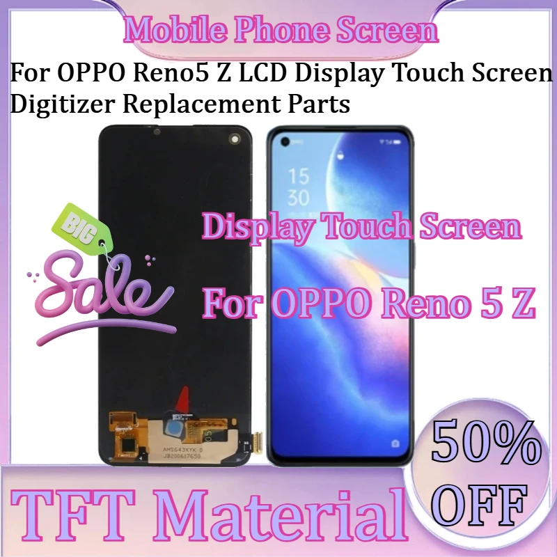 

For OPPO Reno5 Z LCD Display Touch Screen Digitizer Replacement Parts New TFT For Reno5Z Display Screen