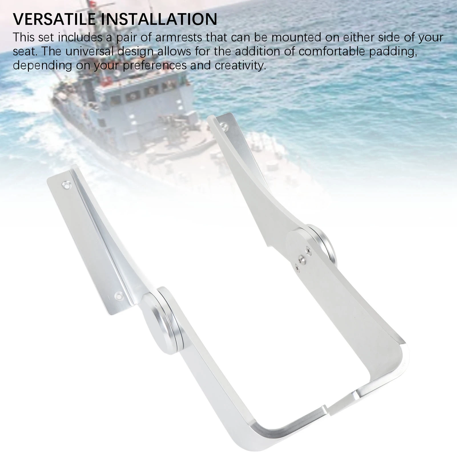 보트 시트 팔걸이 1쌍, 헤비 듀티 알루미늄 합금, 60도 조절 가능 접이식 팔걸이, 해양 요트용 범용