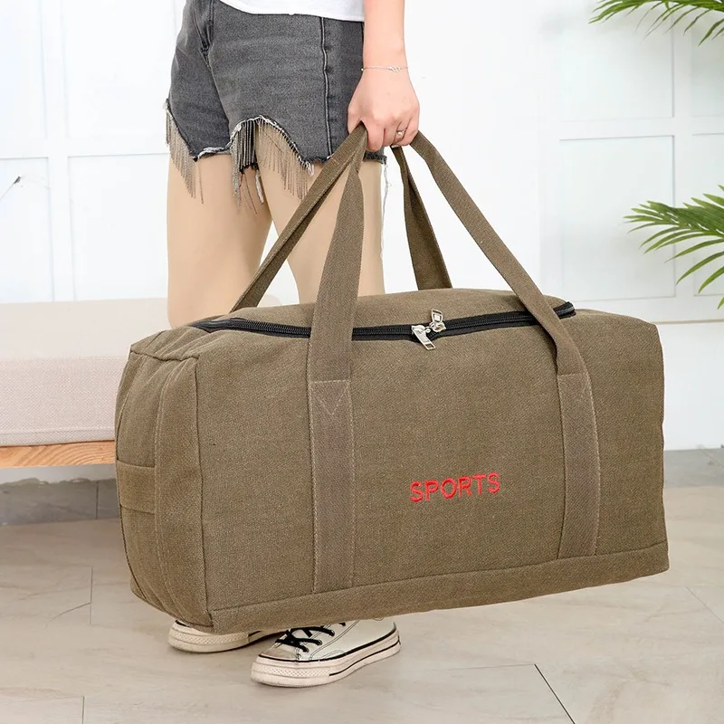 

Portable Luggage Bag Canvas Travel Bag Clothes Quilt Storage Supplies Large Capacity Moving Organisation Bags