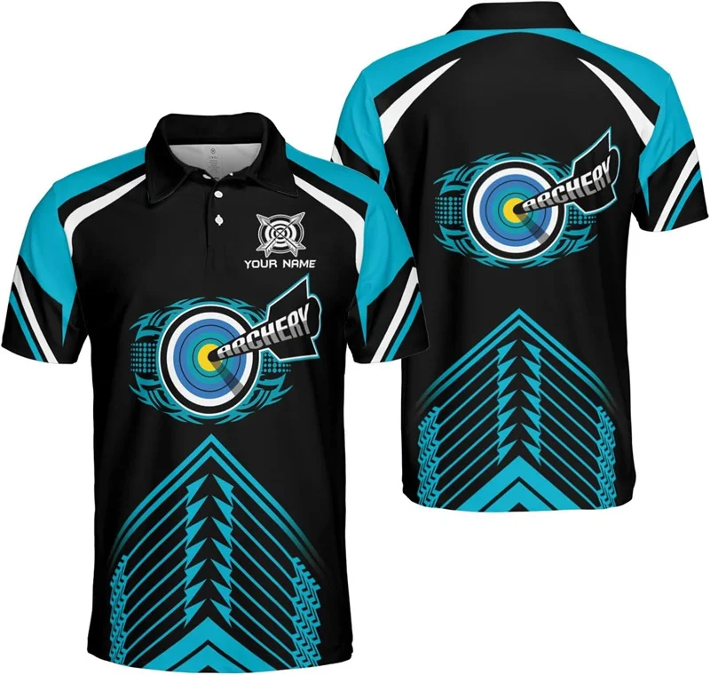 Archery Bullseye Custom Name Polo Shirt For Men Clothing Multicolor Styles Outdoor Sport Breathable Personality Golf Shirts 2025