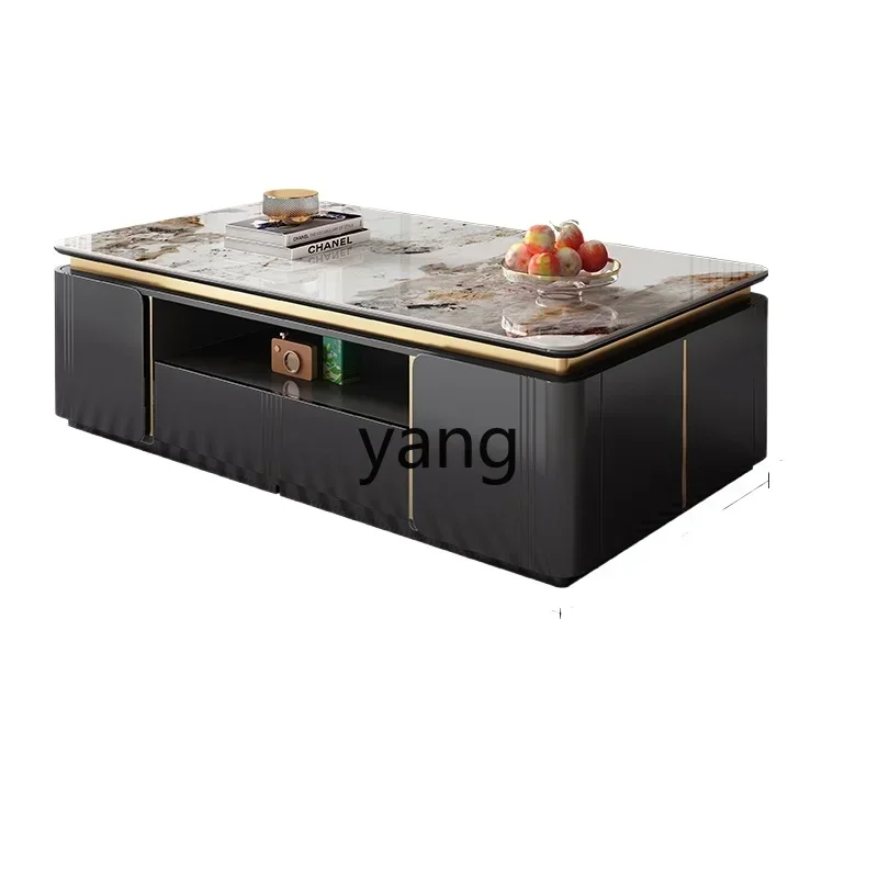 LTT rock slab coffee table TV cabinet combination home living room modern simple rectangular coffee table