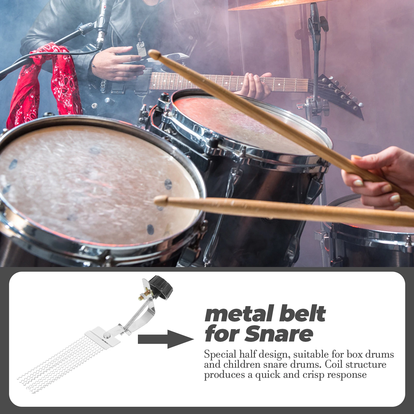 

2pcs Snare Accessories Half Design Spring Replacement Metal Belt For Snare Parts for Drum Kit Metal Belt Box Drum Percussion