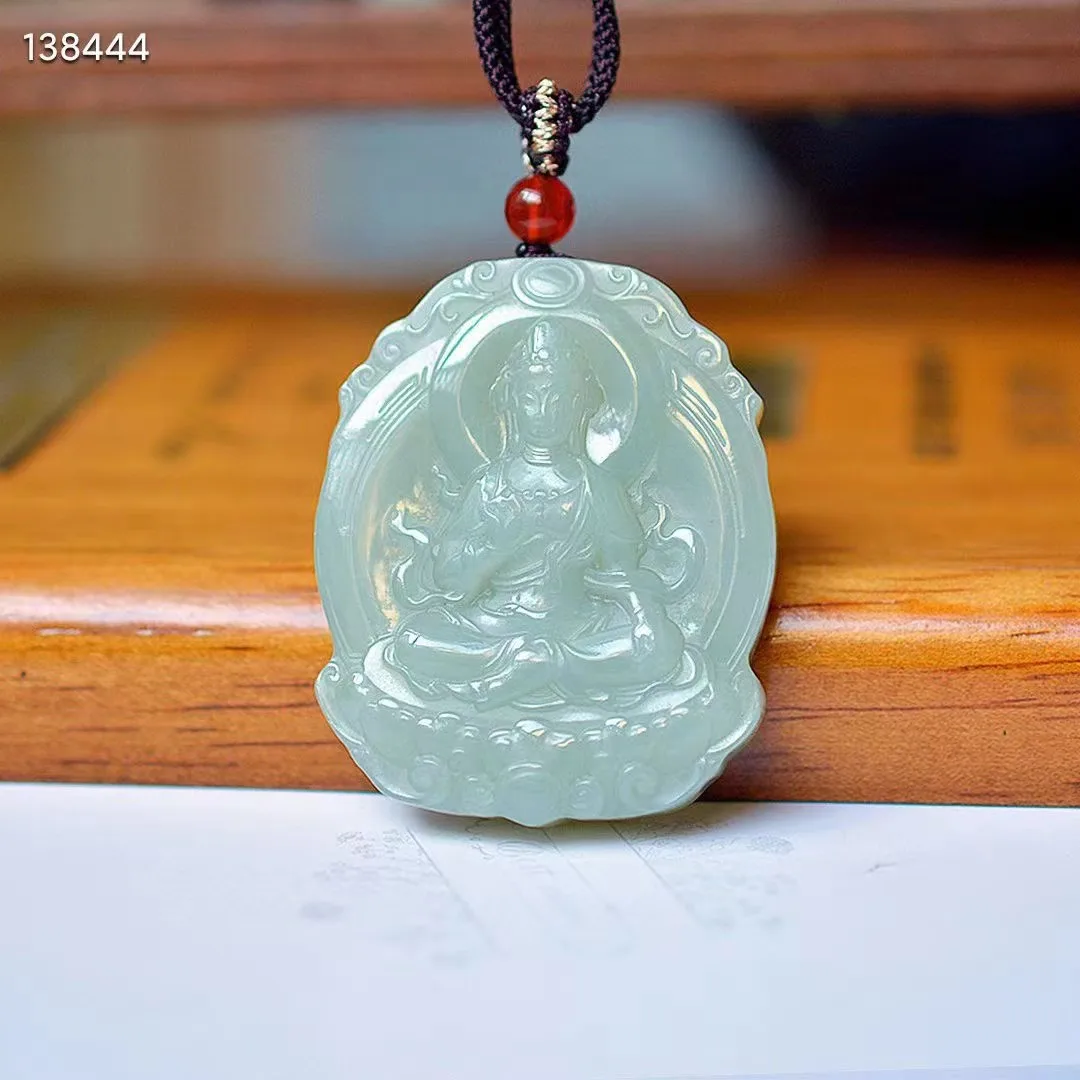 

New Natural 100% real cyan white hetian jade grave Guanyin pendant jewellery necklace auspicious for woman man gifts Bless peace