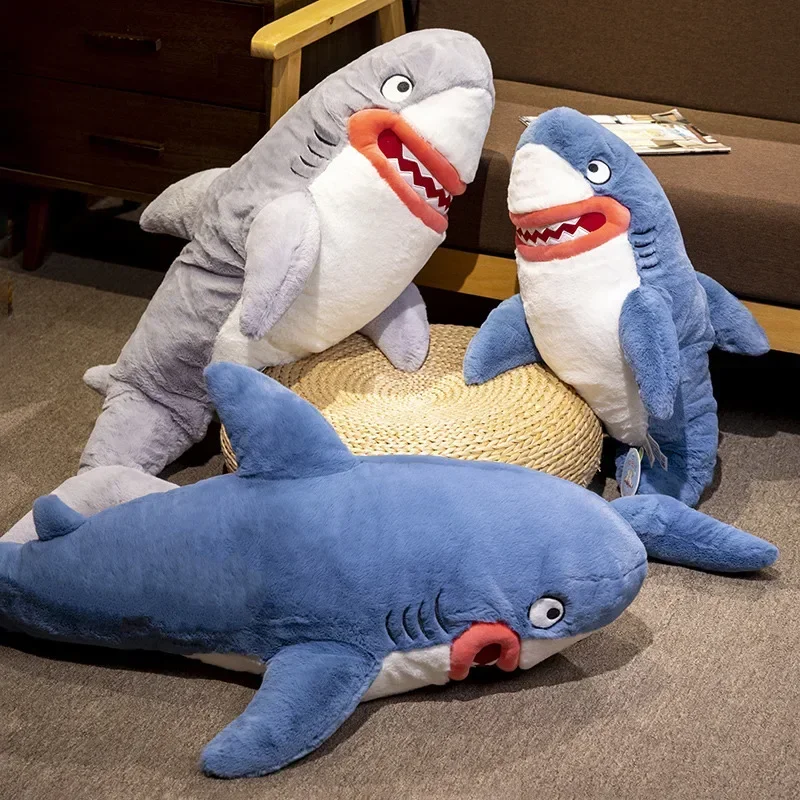 

Cute Big Mouth Shark Plush Toy 85cm 105cm Large Size Shark Throw Pillow Cushion Stuffed Animal Soft Doll Kids Toy Birthday Gift