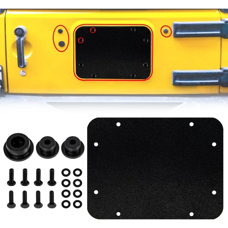 

Spare Tire Carrier Delete Filler Plate Cover for Jeep Wrangler JK 2007-2017 Tailgate Plug Rubber Metal Car Exterior Accessories