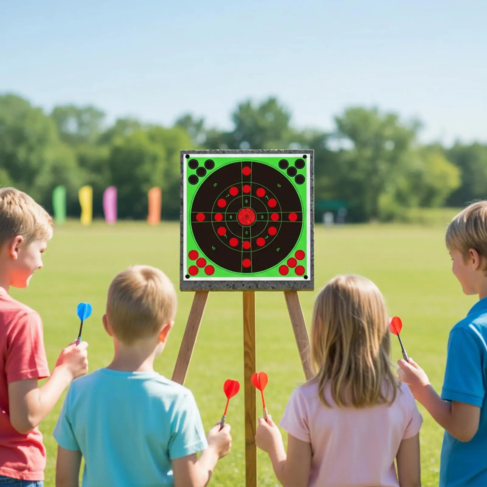 Reactive Targets 8 Inches Bright Fluorescent Stickers Game Paper 10-piece Reactive Targets For Training Practice Backyard Kids