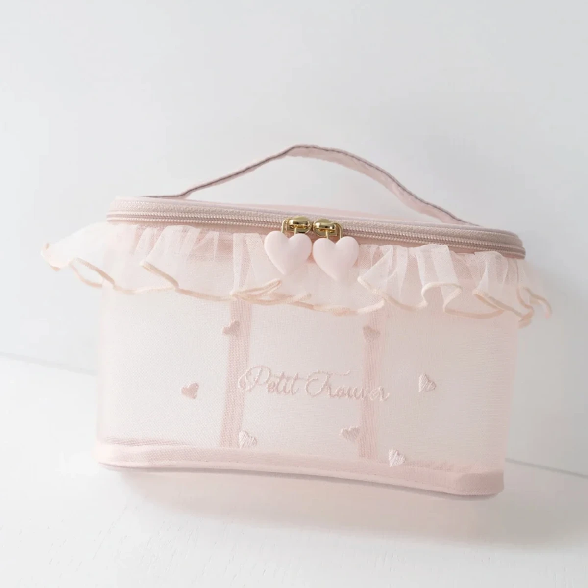 

2024 Pink Lace Quilting Women Cosmetic Bag Portable Zipper Makeup Travel Organizer Female Handbag Toiletry Pouch For Girls