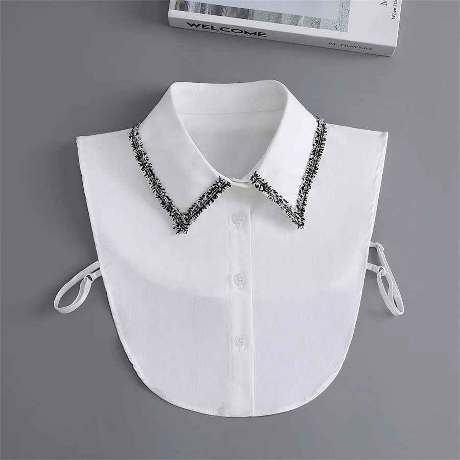 Women White Fake Collar Shirt Women\'s Lapel Detachable Shirt Collar Girls Sweater False Collar Lapel Blouse Tie Faux Col