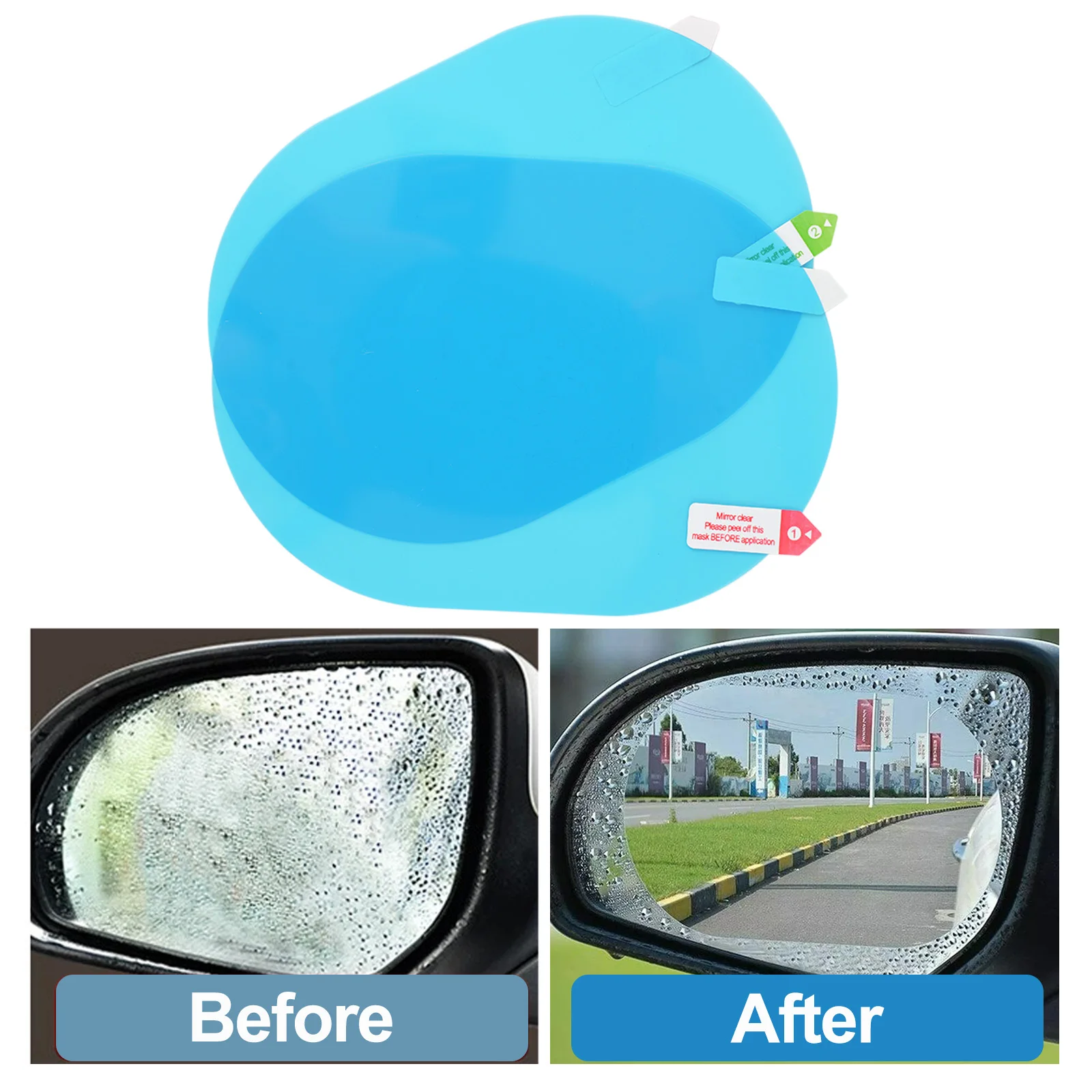 Auto Side Anti - Fog Rainproof  Window Anti - Glare Protective Films Kit Rearview Mirror Sticker Waterproof PET Universal 2Pcs