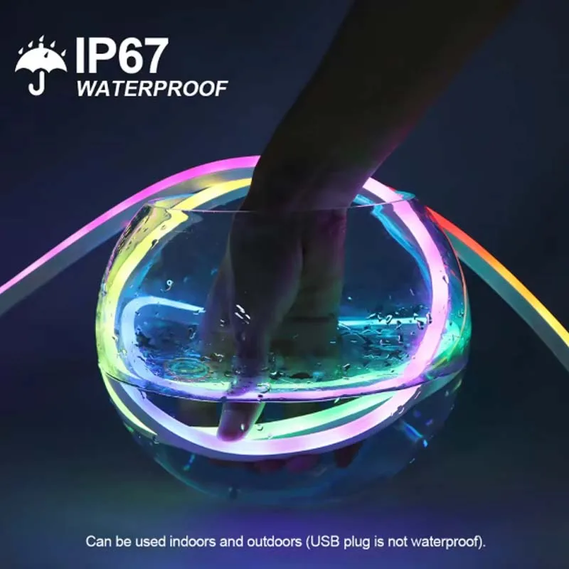 Imagem -05 - Silicone Led Neon Ligh Inteligente Rgb Tira de Luz Bluetooth Controle App Ip65 à Prova Dip65 Água Tira Luz para Decoração 4m 5m 6m 7m 10m