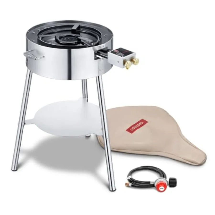 

Professional Stainless Steel Paella Burner for 12 to 24 inch Pans Durable Metal Construction Sleek Silver Finish High Heat Outp