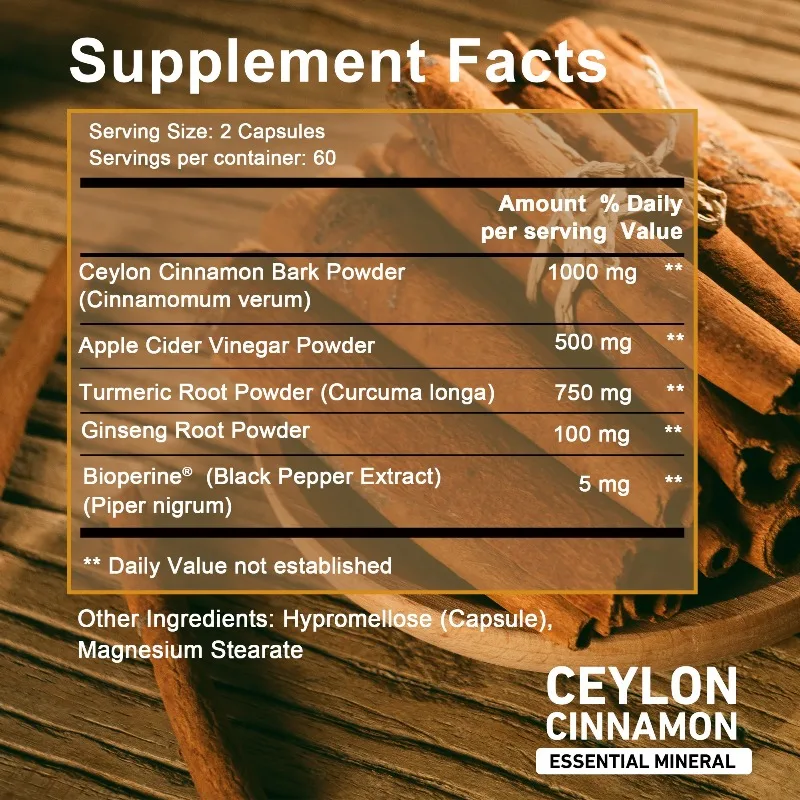 Ceylon Cinnamon Apple Cider Vinegar - Blood Circulation, Supports Heart and Brain Health, Boosts Immunity and Improves Energy - view 2