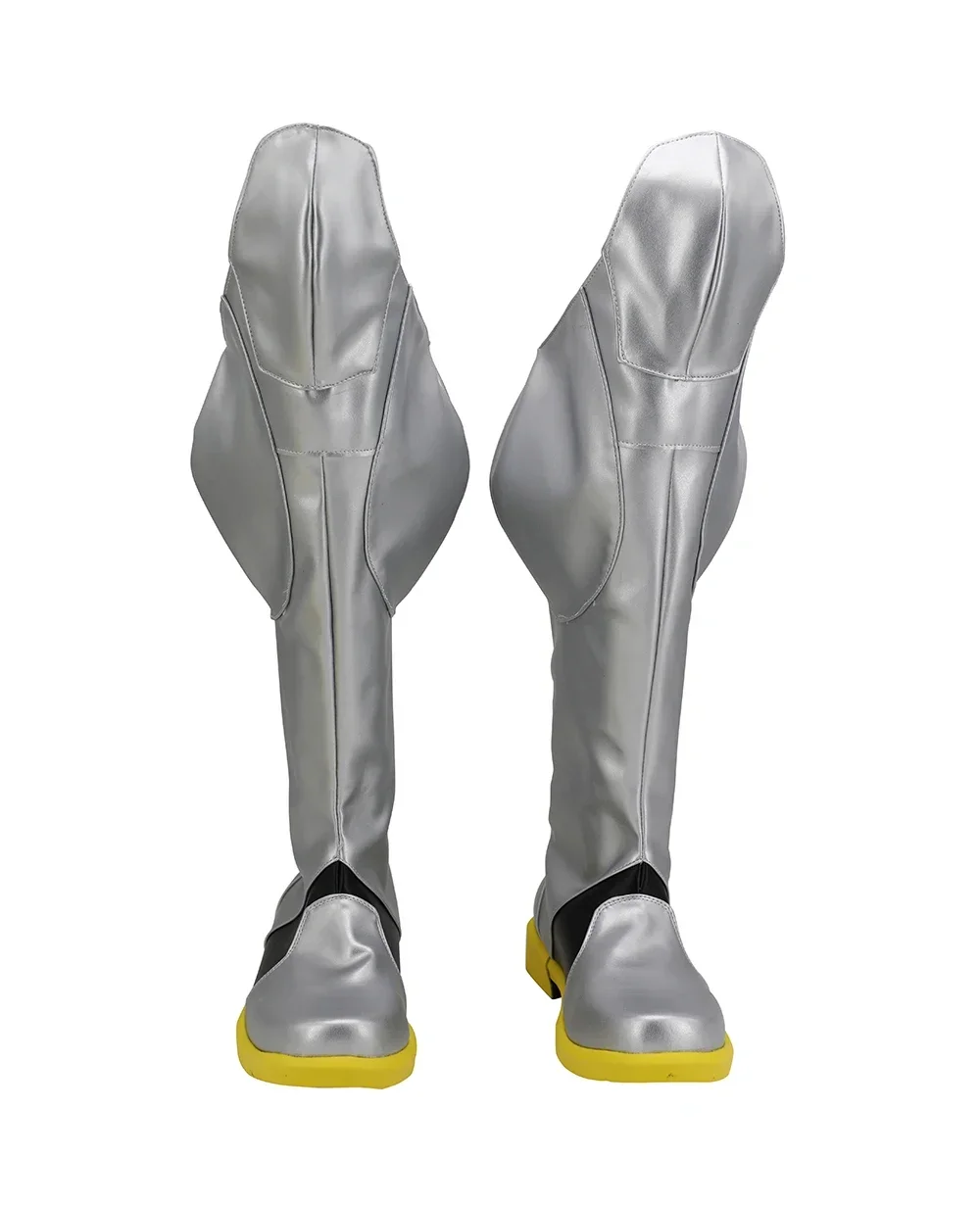 My Hero Academia All Might Cosplay Boots Silver Leather Shoes Custom Made Any Size Hero Costume