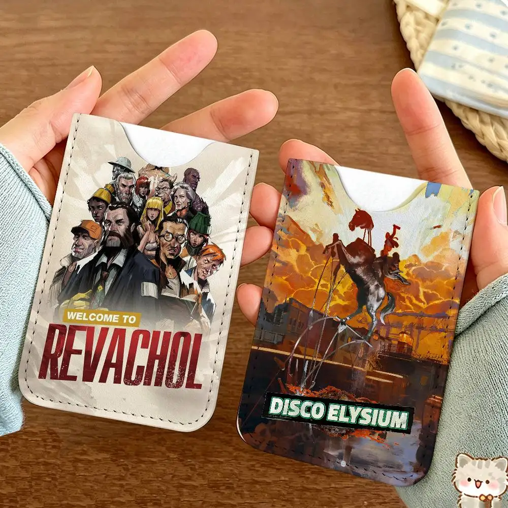 D-Disco-Elysium Philosophical-RPG Light Soft Leather Mini Card Holder, Ultra Slim Credit Card Wallet for Unisex Card Storage