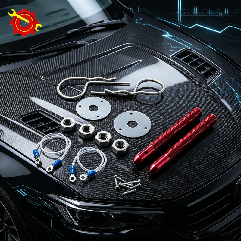 

Универсальный замок-фиксатор капота автомобиля в гоночном стиле из нержавеющей стали, комплект для крепления капота, аксессуар для автомобиля