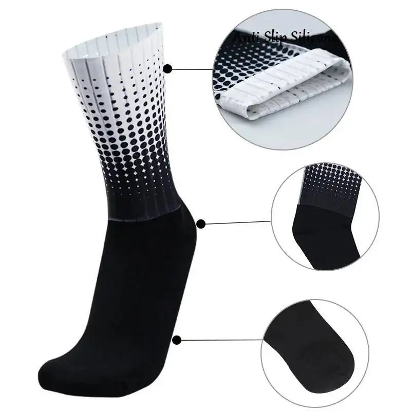 

2025 Polka Socks Cycling New Style Dot Summer Sports Non-slip Silicone Pro Outdoor Racing Bike Socks Calcetines Ciclismo