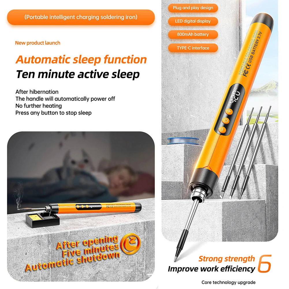 

Rechargeable Soldering Iron Kit USB Rechargeable Long-lasting Power For Home Appliance Repair