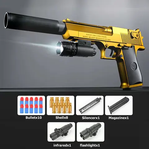 Powerful Desert Eagle Toy Gun Shell EjectionAirsoft Pistol Soft Foam Bullet Outdoor CS Weapon for Shooting Game Birthday Gift
