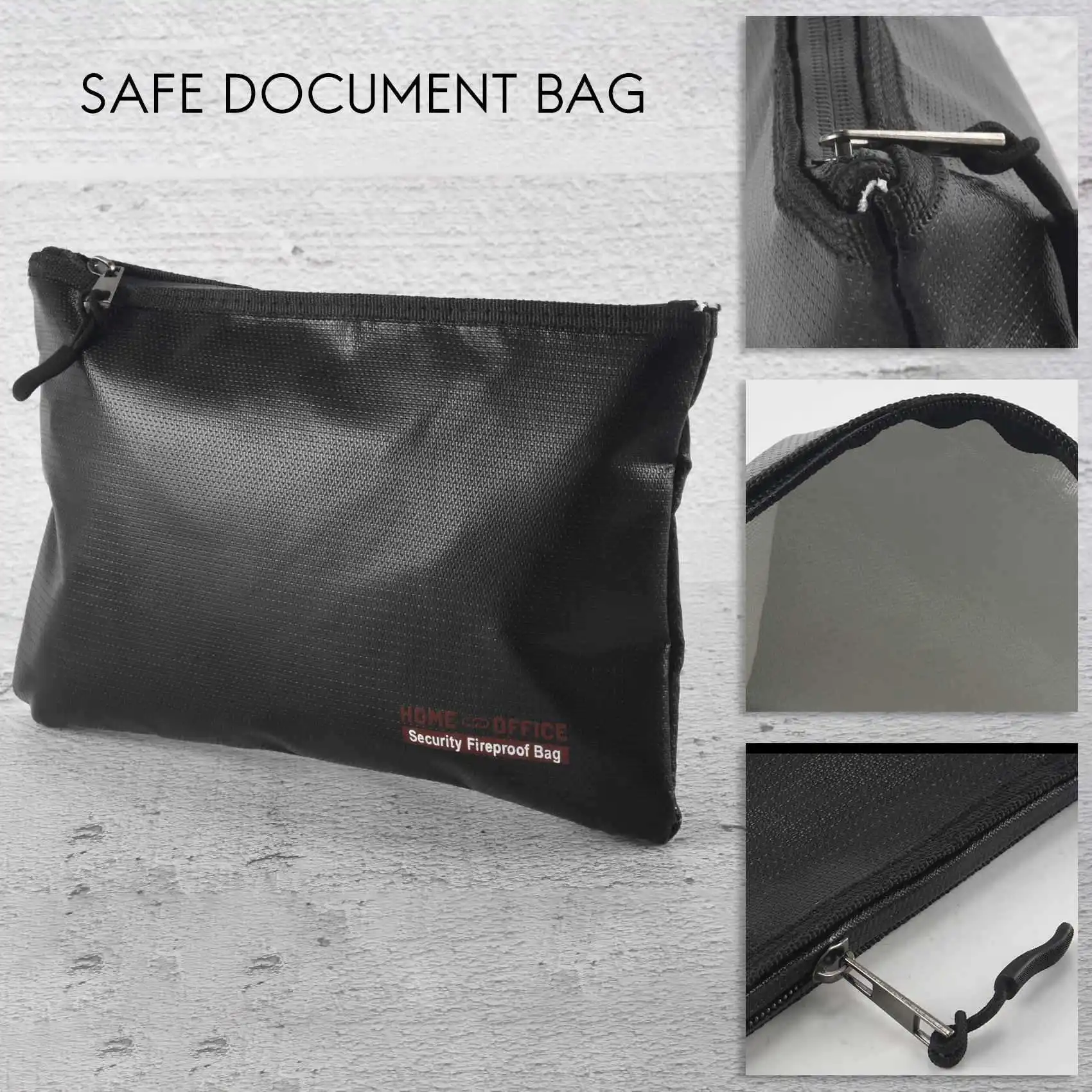 Fireproof Money Safe Document Bag. NON-ITCHY Silicone Coated Fire & Water Resistant Safe Cash Bag. Fireproof Safe Storage for Fi