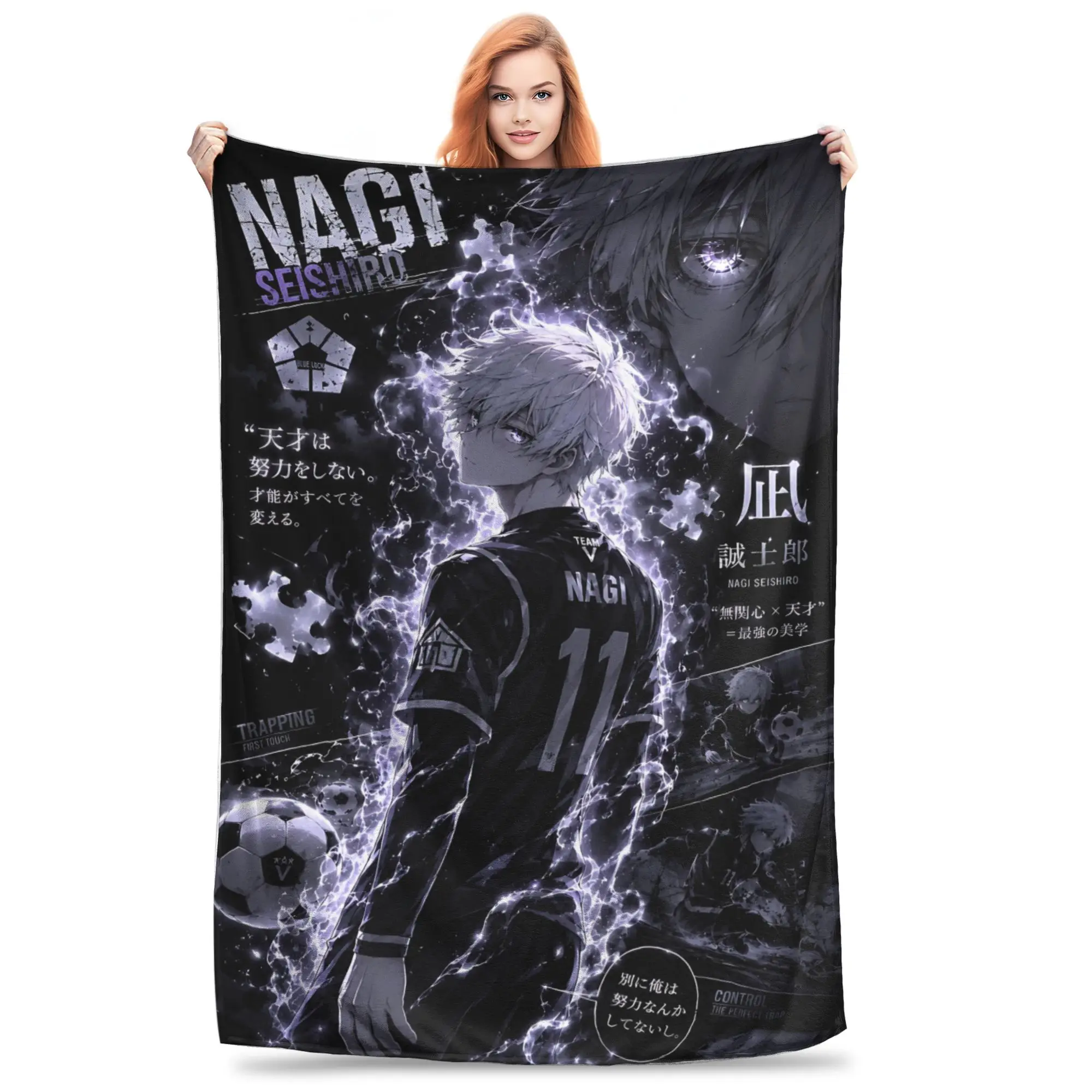 1PC home Christmas Room Decor Blue Lock Football Anime Blanket Throw Blanket  Novelty Warm Blanket All Season