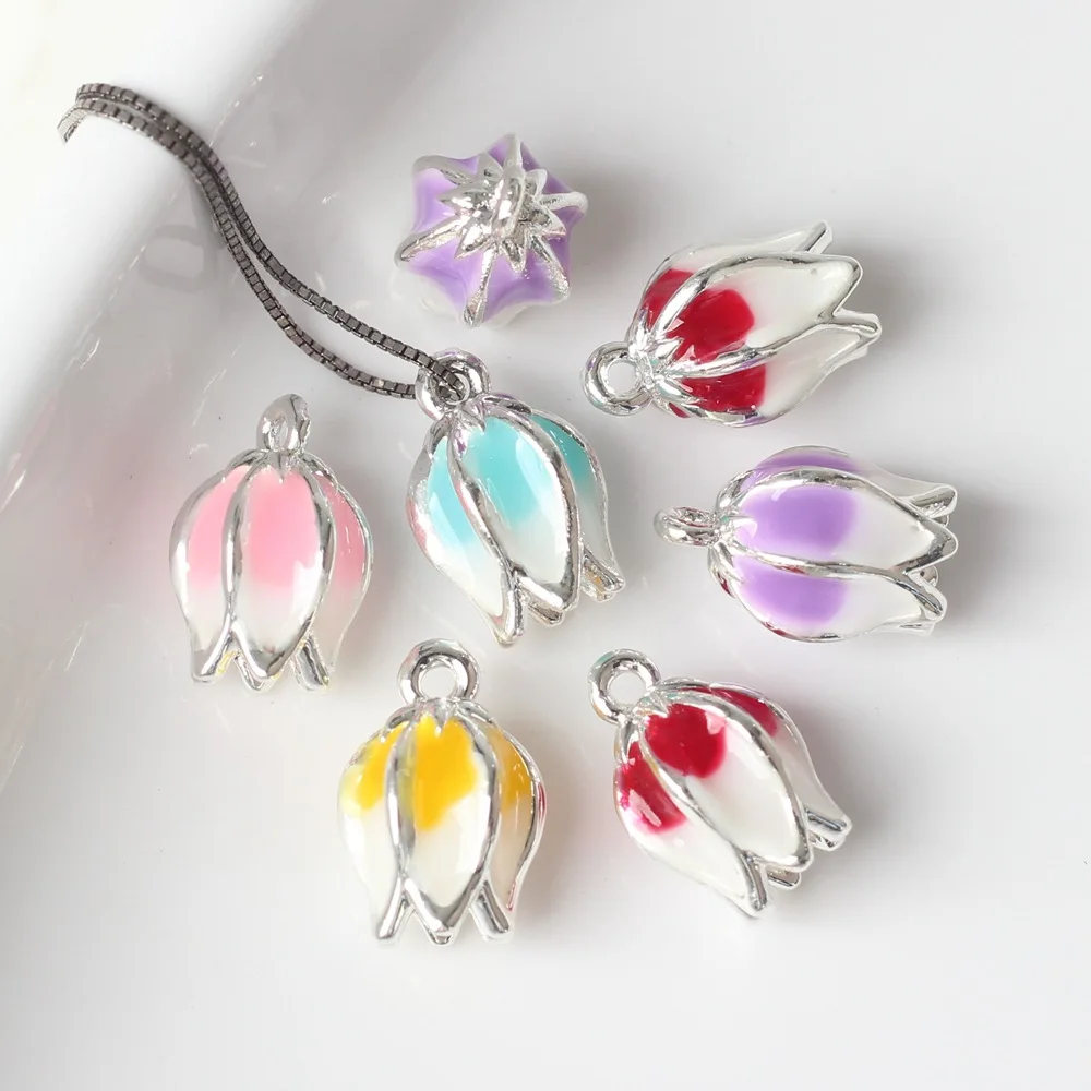 Min order 30pcs/lot flower shape fashion alloy necklace/earrings charms diy jewelry accessory pendants