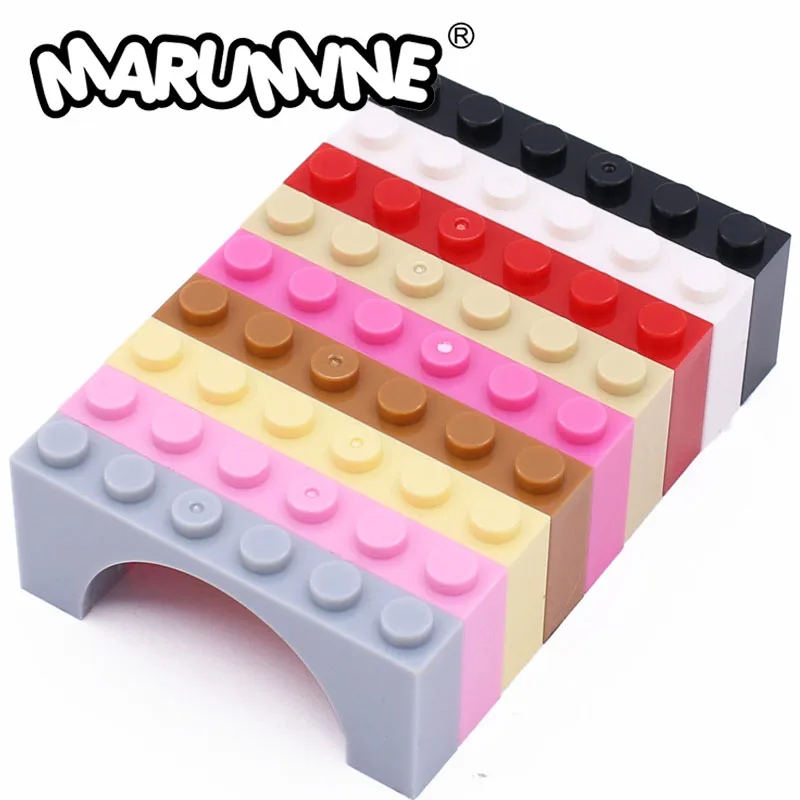 Marumine 50PCS Blocks Arch 1x6x2 Compatible 3307 MOC Building Bricks Bridge City Street House Bulk DIY Accessories Parts