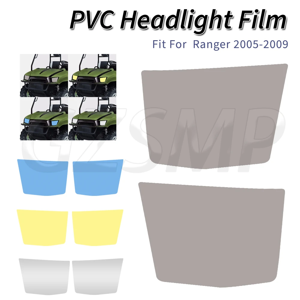 

UTV Anti Scratch Headlight Cover Film Transparent PVC Film Fit for Polaris Ranger 500 700 2005-2009 Crew XP 700