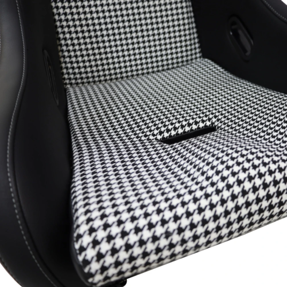 9017 Universal Pair Leather With Houndstooth Fabric Sport Car Racing Bucket Seats