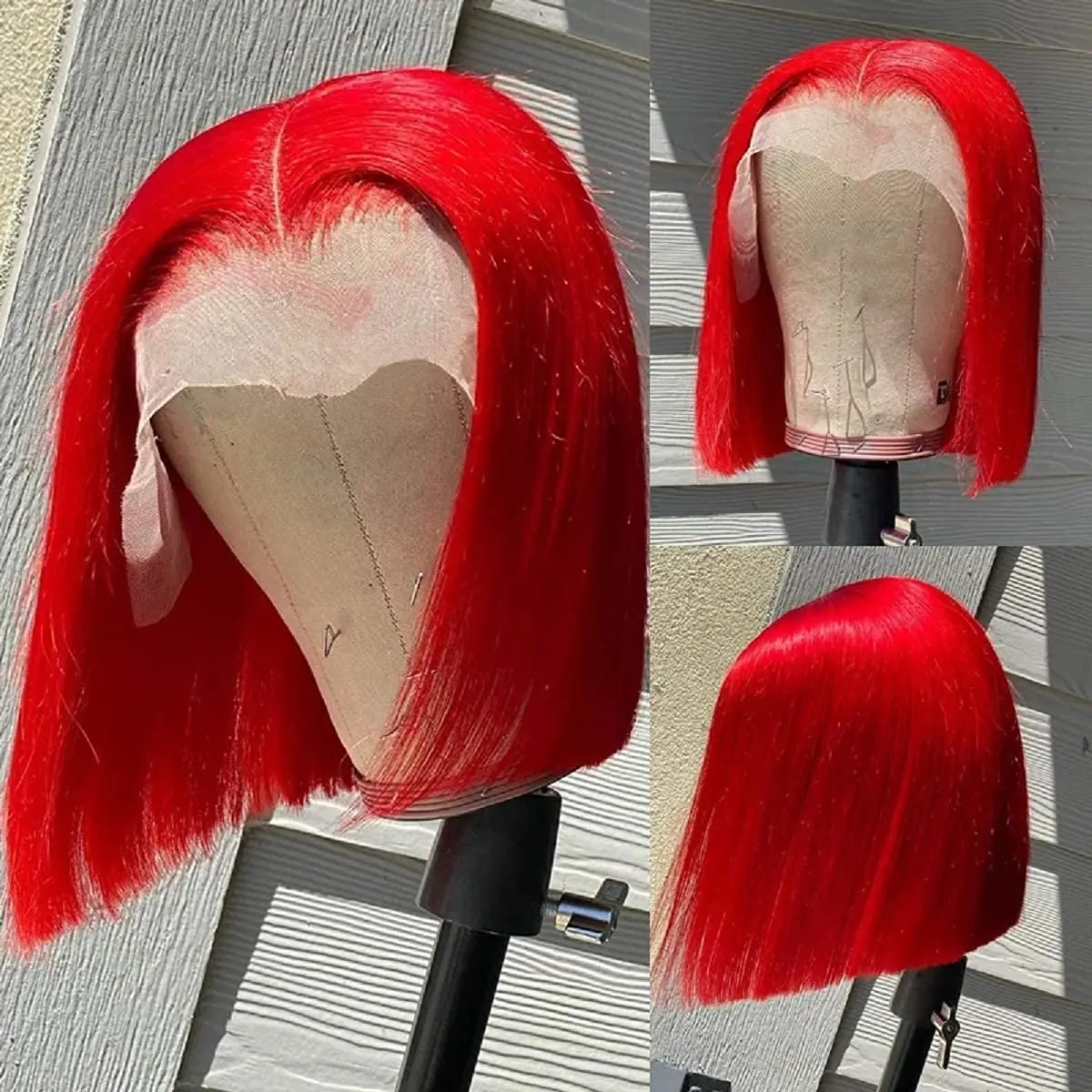 Peluca de encaje Bob corto recta prearrancada con pelo de bebé peluca de encaje transparente 13X4 cabello humano brasileño Real para mujeres negras