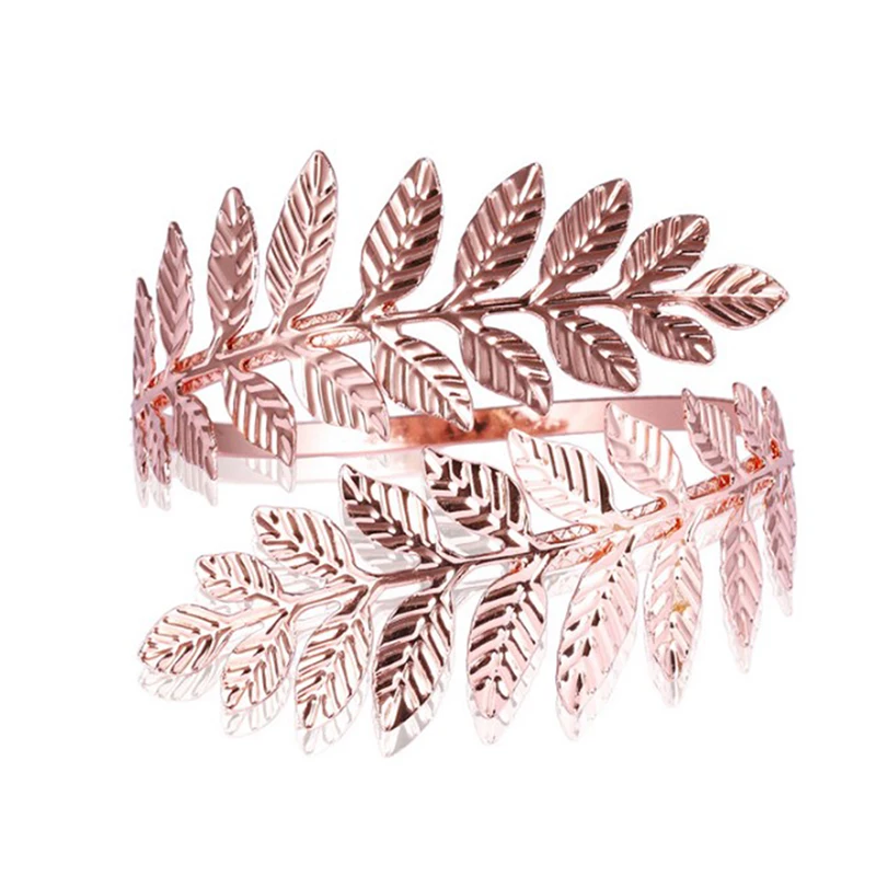 Bohemian Fashion Metal Greek Roman Laurel Leaf Bracelet Armband Upper Arm Cuff Armlet Hand Chain Wedding Jewelry Accessories