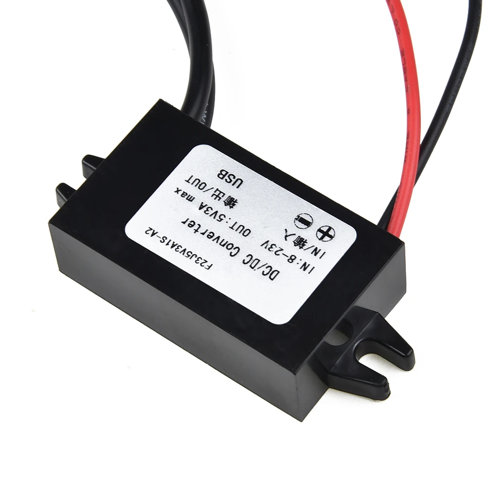 USB Power Converter 12V to 5V DC Step Down with Dual 3A Output Ports IP68 Shockproof for Cars Boats and Outdoor Use