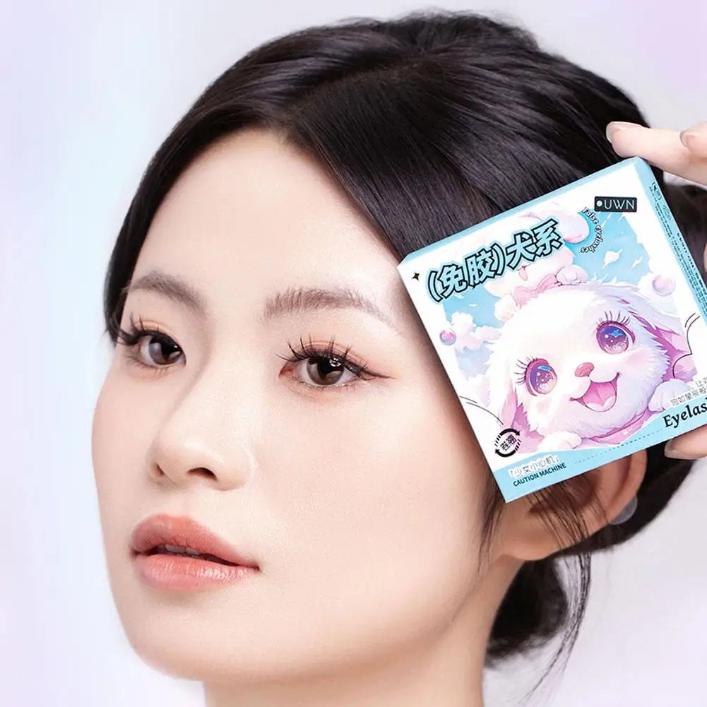 4 rangées de faux cils série animaux mignons, sans colle, pour débutants, sans colle nécessaire, Extension de cils quotidienne, DIY