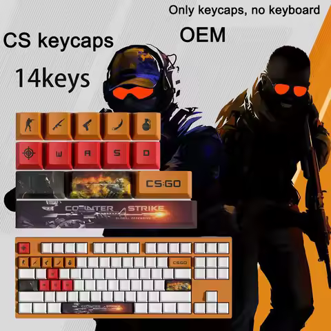 CS Keycaps 14/29/119 Keys Set PBT OEM ASA Profile Custom Esports Gaming Keycaps for Mechanical Keyboard Gamer Custom Accessories
