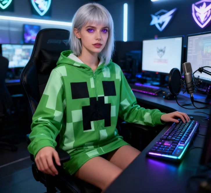 Kostium Cosplay MC z Gry Zielony Uroczy Płaszcz w Kratę Dziewczęce Codzienne Komplety Kurtka Ubrania Świąteczne Strój na Halloween dla Dzieci i Dorosłych