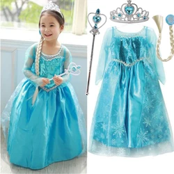 Elsa Princess Costume for Girls 2024 Halloween Carnival Party Dress Up 3-10 Yrs Kids Birthday Cosplay Dress Children Vestidos