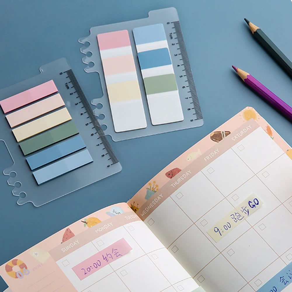 Notes Stickers Repeated Color Classification Pet 44  11mm Office Supplies Index Paste Transparent Waterproof Sheet 6/8 Holes