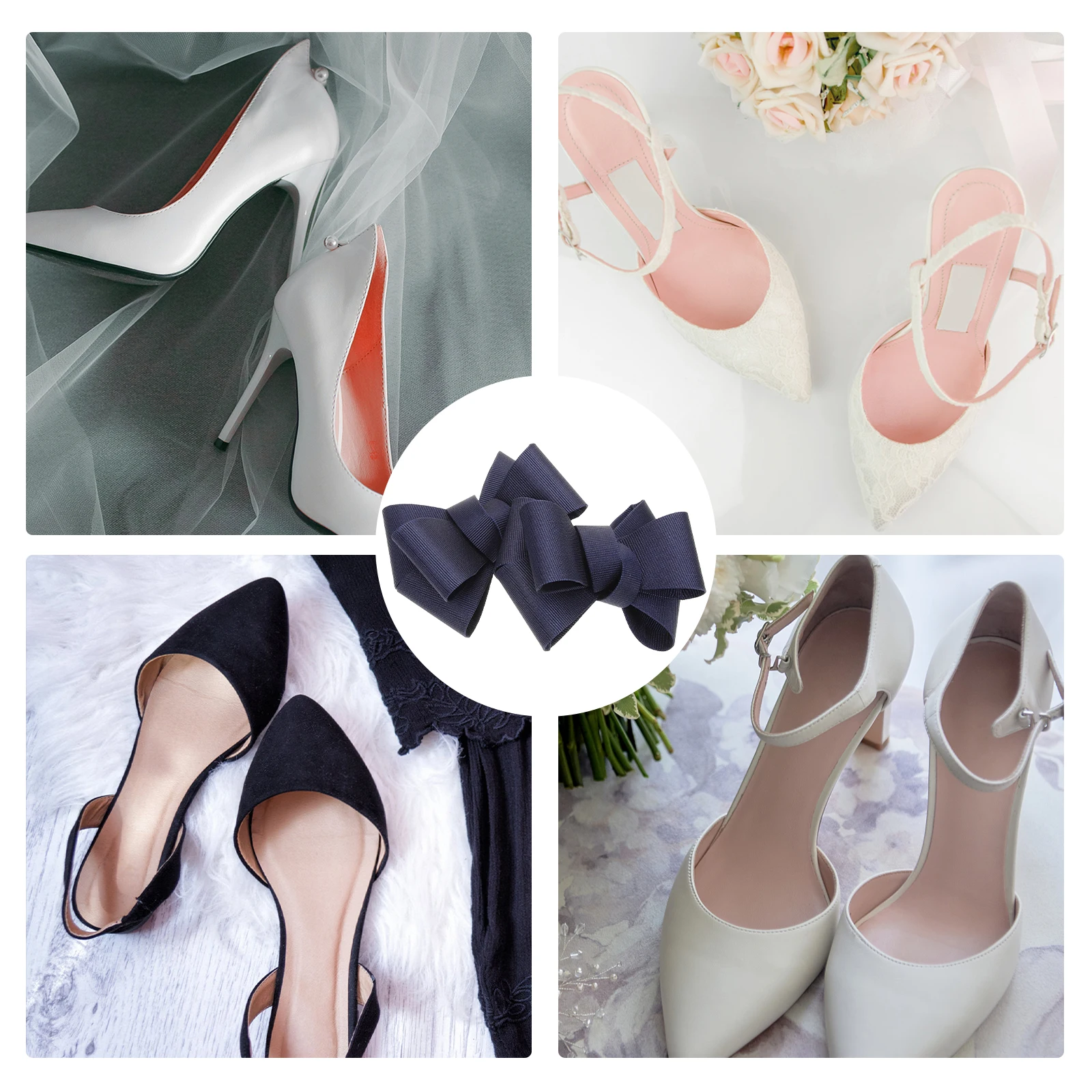 

1pcs Bow Ribbed Decorative Accessories Wedding Proms Bow Accessories Decor Women Shoe Clips For Pumps Shoe Clips Decor