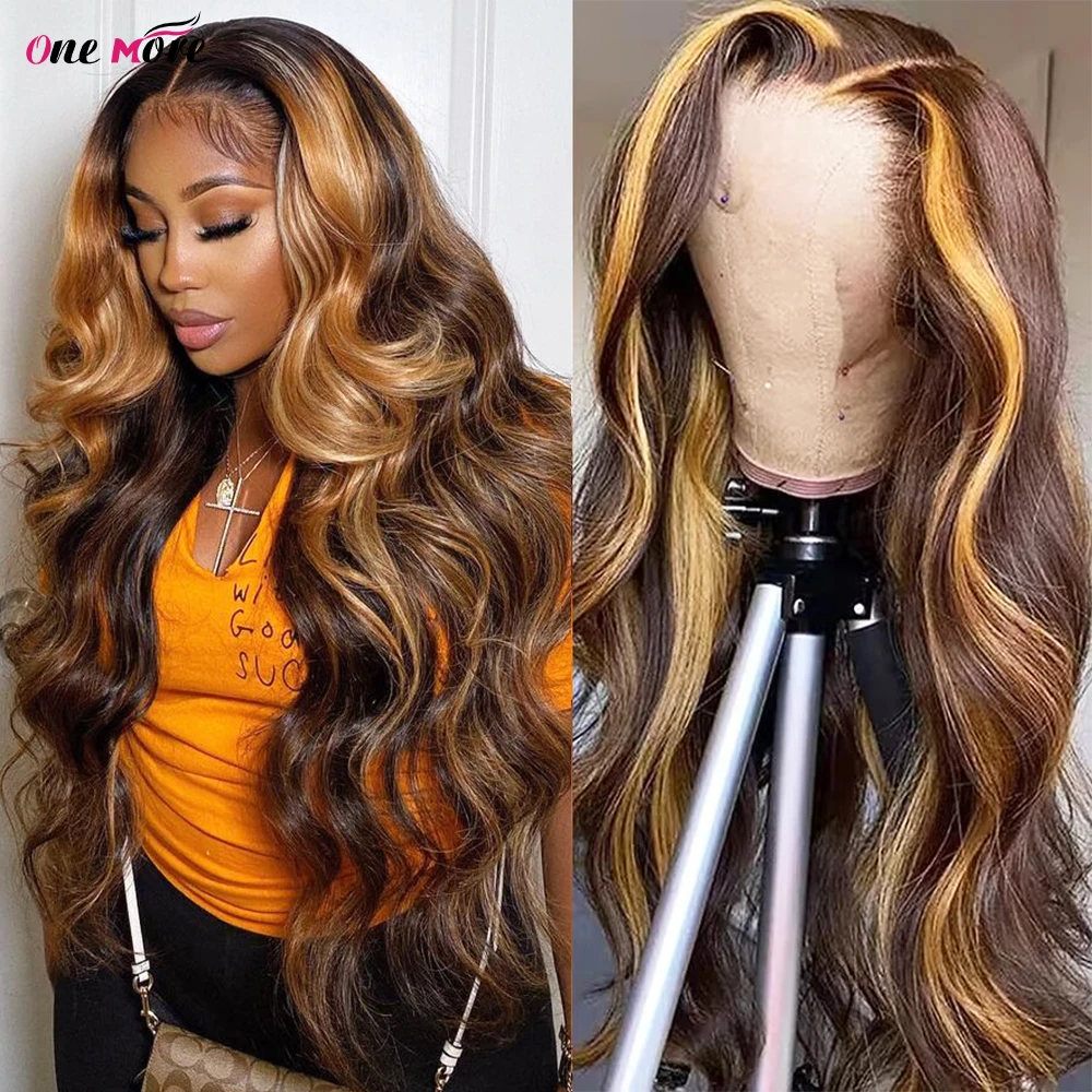 Highlight Wig Human Hair Body Wave Lace Front Wig 13x4 Honey Blonde Lace Front Human Hair Wigs Pre Plucked