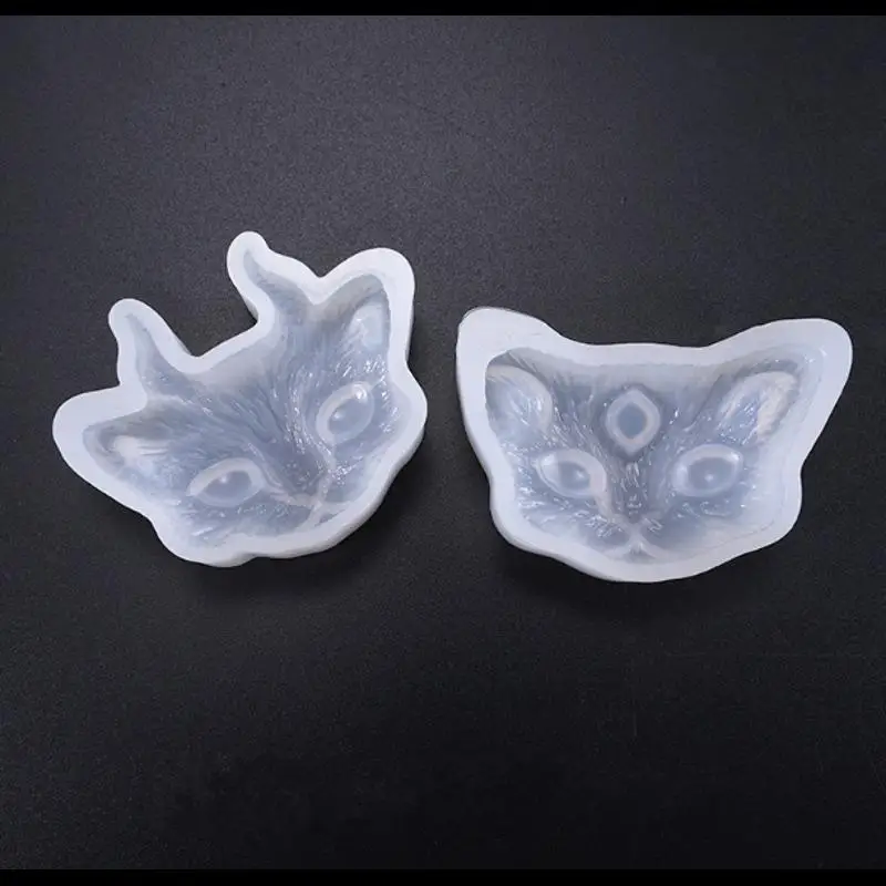 ثلاثية الأبعاد مكعب شفاف سيليكون قالب الكعكة 2/3-عين الشيطان القطط رئيس قالب كعكة صنع تزيين لتقوم بها بنفسك قالب الحرفية #3