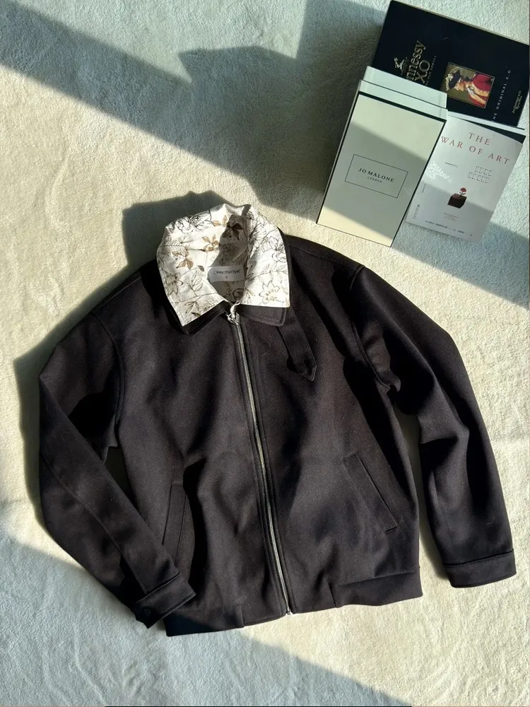 

Мужская осенняя модная повседневная рубашка-куртка Cleanfit в американском ретро-стиле с цветочным воротником, дизайн под рубашку, из полиэфирного волокна