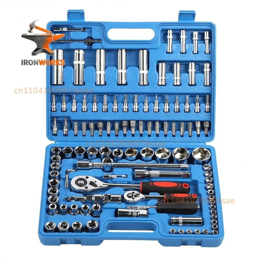 108 pieces 1/4 inch 1/2 inch CR40 steel sleeve kit tool kit + toolbox