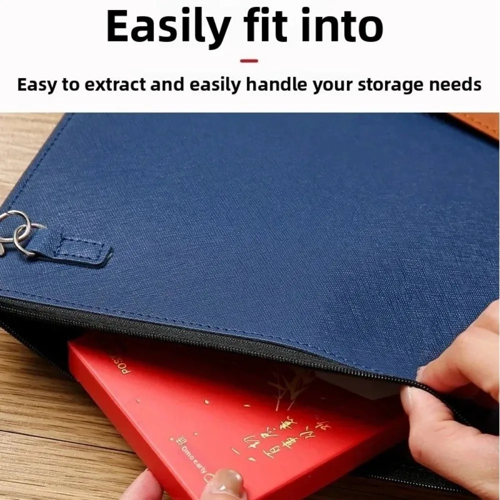 

Портативная кожаная ручная сумка для файлов формата А5 с папкой для документов на молнии, многофункциональная сумка большой емкости, офисные принадлежности