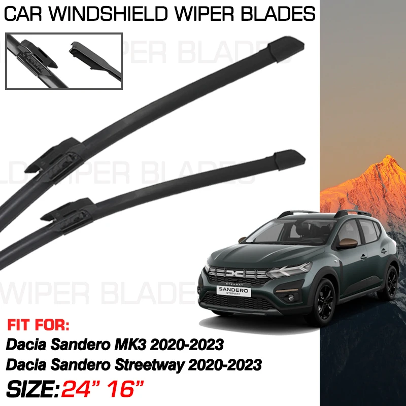 Wiper Blades For Dacia Sandero III MK3 Dacia Sandero Streetway 2020-2023 2022 2021 Accessories Windshield Washer Brush Cleaning